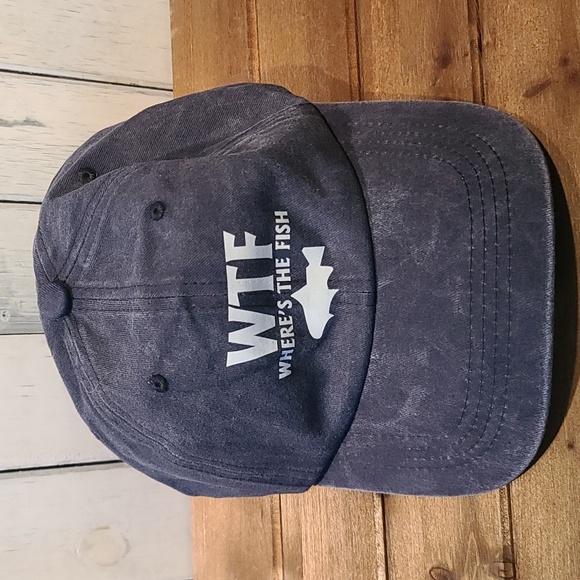 WTF fishing hat ball cap "Where's The Fish" NWT adjustable buckle strap - Picture 4 of 5